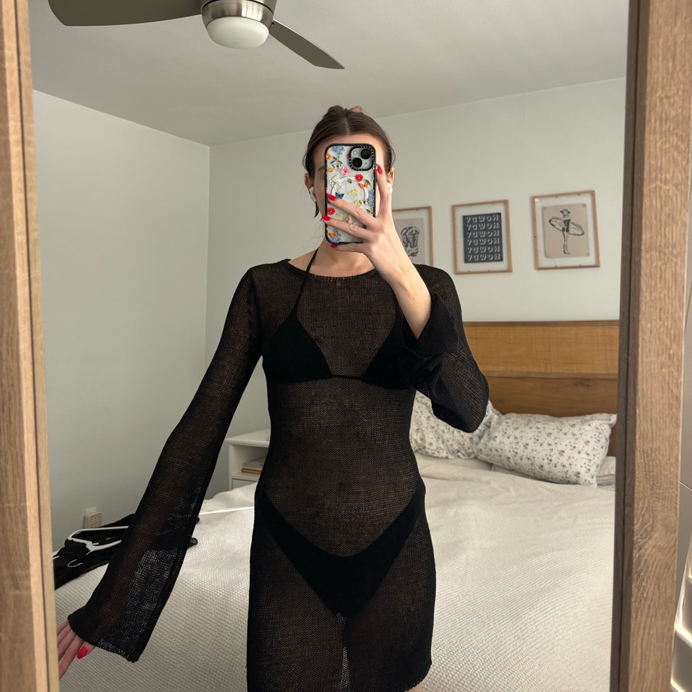 Cotton candy la sheer black dress